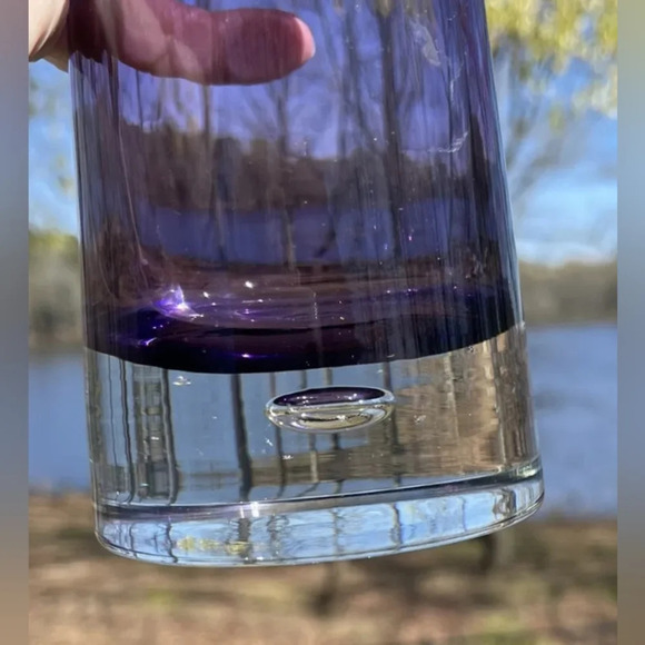 Vtg Krosno Poland Hand Blown Purple Candle Holder Or Vase Suspended Bubble - Picture 5 of 10